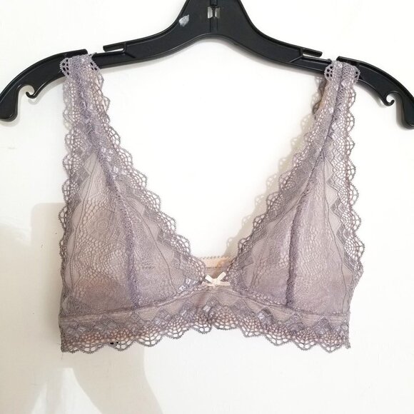 Heidi Klum Geometric Lace Soft Bralette Bra Silver - Picture 1 of 9